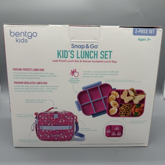 Bentgo Kids Snap & Go Kid's Leak-Proof Lunch Box and Insulated Lunch Bag Set - Picture 2 of 3